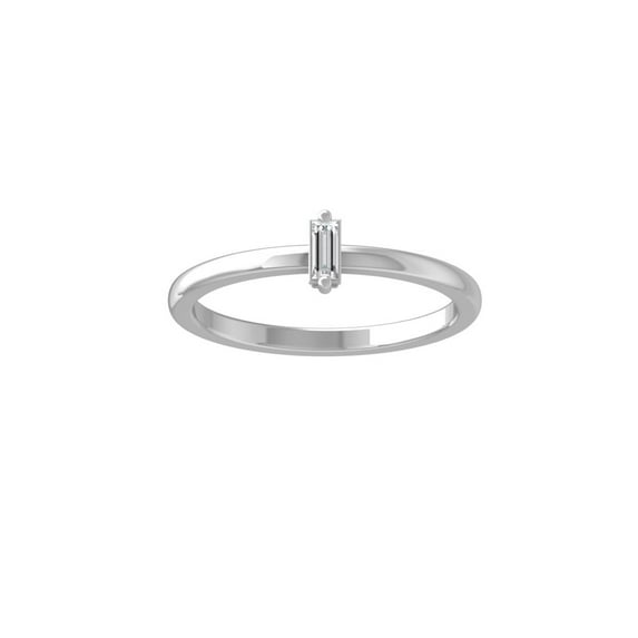 ARAIYA FINE JEWELRY 14K White Gold Baguette-shape Diamond Solitaire Engagement Ring (1/10 cttw, I-J Color, I1 Clarity) Size 5