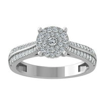 ARAIYA FINE JEWELRY 14K White Gold Cluster Diamond Engagement Ring (1/2 cttw, I-J Color, I2-I3 Clarity) Size 8