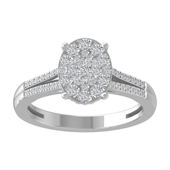 ARAIYA FINE JEWELRY 14K White Gold Cluster Diamond Engagement Ring (5/8 cttw, I-J Color, I2-I3 Clarity) Size 10
