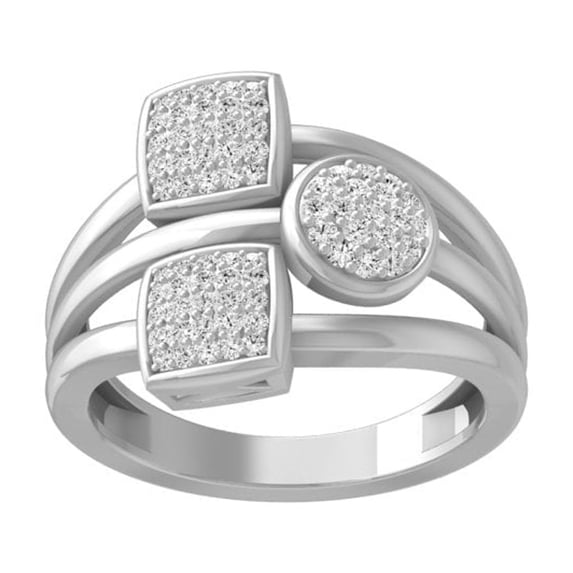 ARAIYA FINE JEWELRY 14K White Gold Cluster Diamond Wedding Band Ring (1/3 cttw, I-J Color, I2-I3 Clarity) Size 9