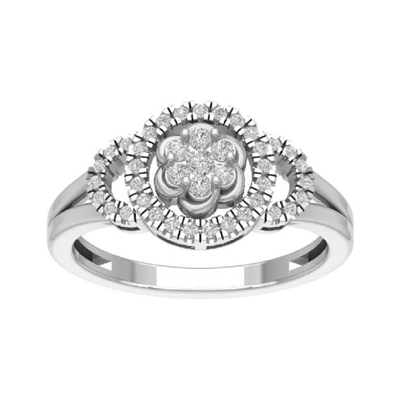 ARAIYA FINE JEWELRY 14K White Gold Cluster Lab Grown Diamond Halo Band Ring (1/3 cttw, D-F Color, VS Clarity), Size 6