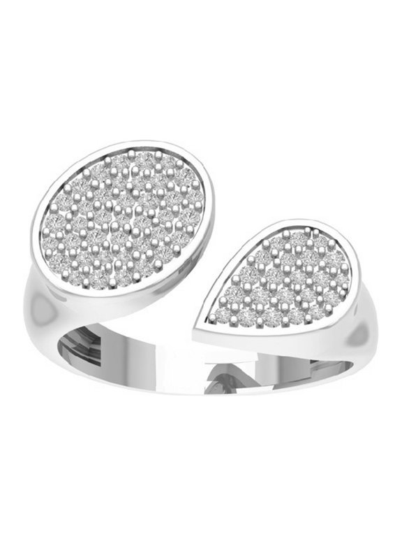 FINE JEWELRY 14K White Gold Cluster Lab Grown Diamond Space Band Ring (3/8 cttw, D-F Color, VS Clarity), Size 6.5
