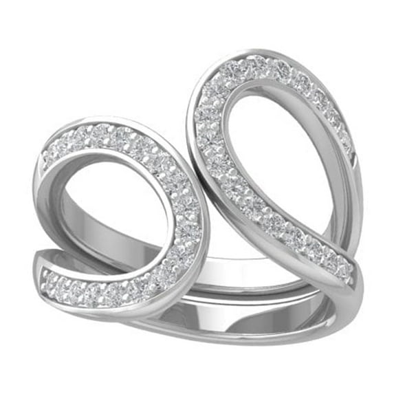 ARAIYA FINE JEWELRY 14K White Gold Diamond Bypass Open Band Ring (1/4 cttw, I-J Color, I2-I3 Clarity) Size 7