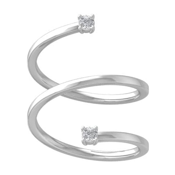 ARAIYA FINE JEWELRY 14K White Gold Diamond Bypass Open Band Ring (1/6 cttw, I-J Color, I2-I3 Clarity) Size 8.5