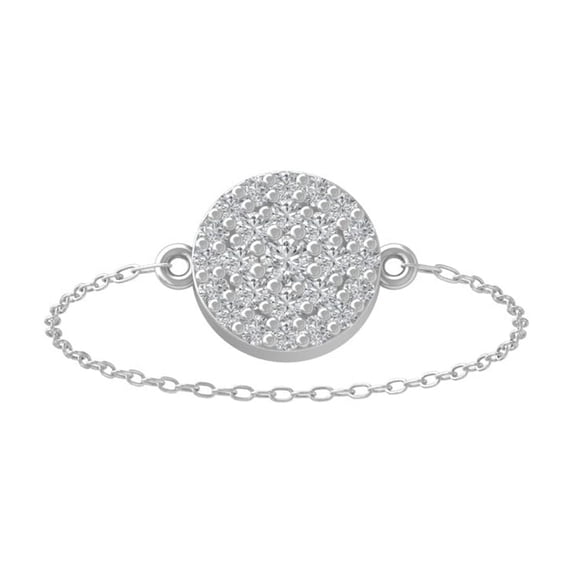 ARAIYA FINE JEWELRY 14K White Gold Diamond Cluster Chain Ring (1/6 cttw, I-J Color, I2-I3 Clarity) Size 5.5