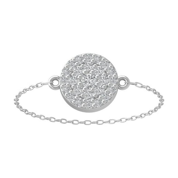 ARAIYA FINE JEWELRY 14K White Gold Diamond Cluster Chain Ring (1/6 cttw, I-J Color, I2-I3 Clarity) Size 7.5