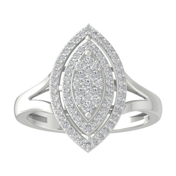 ARAIYA FINE JEWELRY 14K White Gold Diamond Cluster Ring (1/2 cttw, I-J Color, I2-I3 Clarity) Size 8