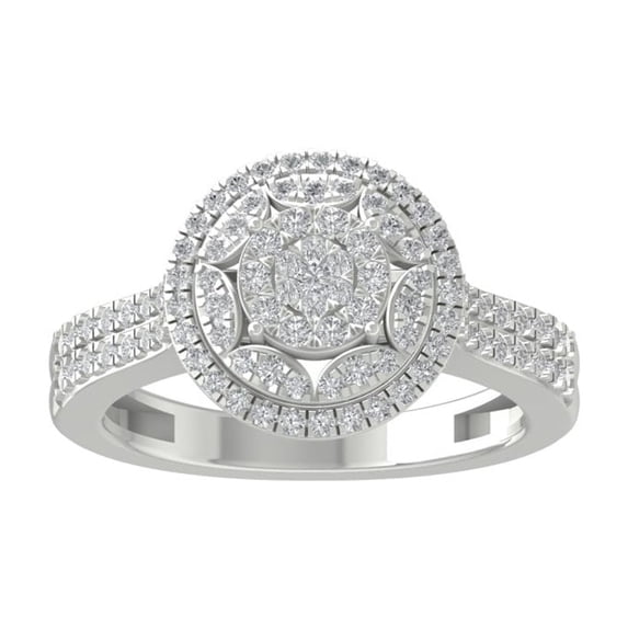 ARAIYA FINE JEWELRY 14K White Gold Diamond Cluster Ring (5/8 cttw, I-J Color, I2-I3 Clarity) Size 5