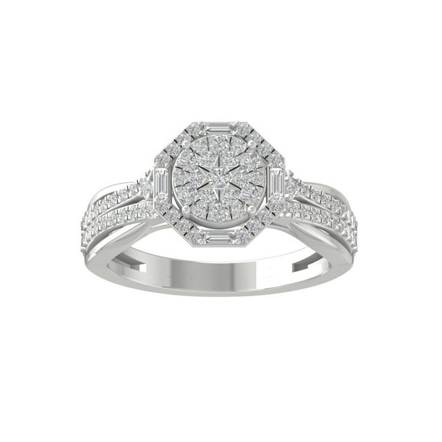 ARAIYA FINE JEWELRY 14K White Gold Diamond Cluster Ring (5/8 cttw, I-J Color, I2-I3 Clarity) Size 8