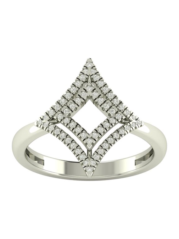 FINE JEWELRY 14K White Gold Diamond Cluster Space Ring (1/4 cttw, I-J Color, I2-I3 Clarity), Size 9