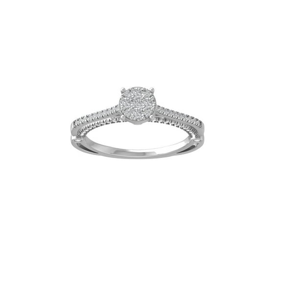 ARAIYA FINE JEWELRY 14K White Gold Diamond Composite Cluster Engagement Ring (1/2 cttw, I-J Color, I2-I3 Clarity) Size 5