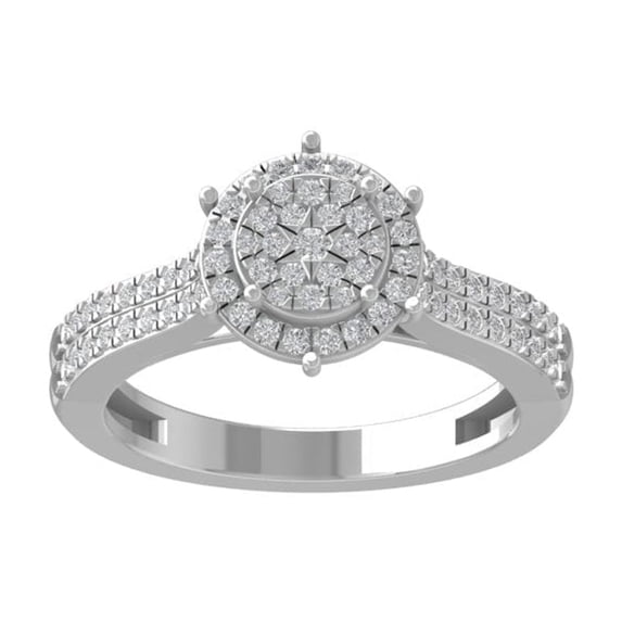 ARAIYA FINE JEWELRY 14K White Gold Diamond Composite Cluster Ring (1/2 cttw, I-J Color, I2-I3 Clarity) Size 6