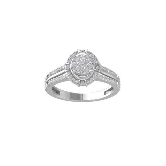 ARAIYA FINE JEWELRY 14K White Gold Diamond Composite Cluster Ring (1/3 cttw, I-J Color, I2-I3 Clarity) Size 5.5