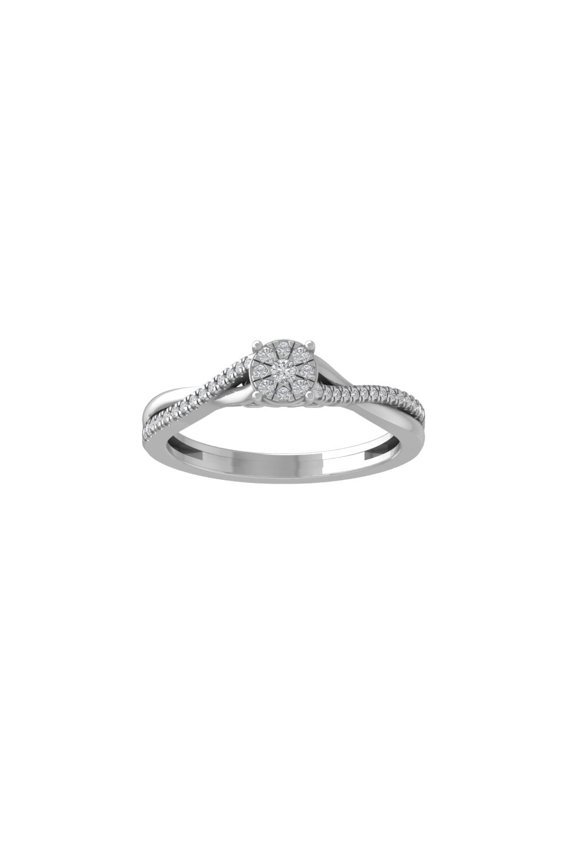FINE JEWELRY 14K White Gold Diamond Composite Cluster Ring (1/5 cttw, I-J Color, I2-I3 Clarity) Size 10