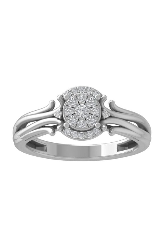 Fine Jewelry14K White Gold Diamond Composite Cluster Ring (1/5 cttw, I-J Color, I2-I3 Clarity) Size 7.5