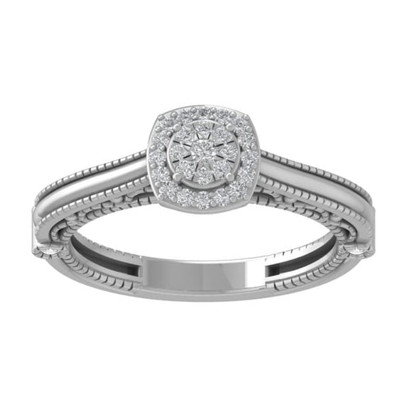 Araiya Fine Jewelry14K White Gold Diamond Composite Cluster Ring (1/5 cttw, I-J Color, I2-I3 Clarity) Size 7.5