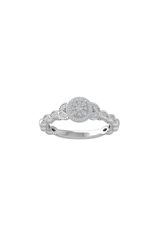 FINE JEWELRY 14K White Gold Diamond Composite Cluster Ring (1/5 cttw, I-J Color, I2-I3 Clarity) Size 9