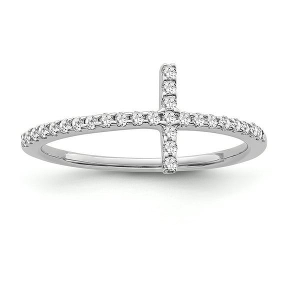 ARAIYA FINE JEWELRY 14K White Gold Diamond Cross Band Ring (1/8 cttw, I-J Color, I2-I3 Clarity), Size 10