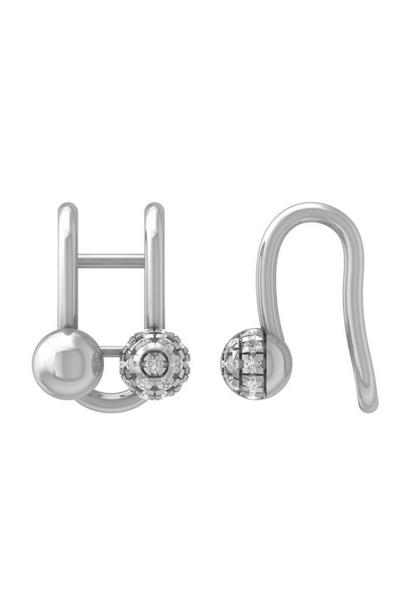 FINE JEWELRY 14K White Gold Diamond Ear Cuffs Dangle Earrings (1/6 cttw, I2-I3 Clarity, I-J Color)