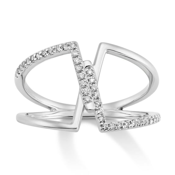 ARAIYA FINE JEWELRY 14K White Gold Diamond Fashion Band Ring (1/6 cttw, I-J Color, I2-I3 Clarity), Size 7.5