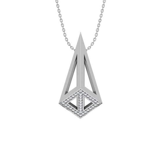 ARAIYA FINE JEWELRY 14K White Gold Diamond Fashion Pendant with Gold Plated Silver Cable Chain Necklace (1/6 cttw, I-J Color, I2-I3 Clarity) 18"