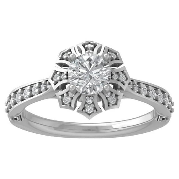 ARAIYA FINE JEWELRY 14K White Gold Diamond Halo Engagement Ring (1/3 cttw, I-J Color, I2-I3 Clarity) Size 9.5