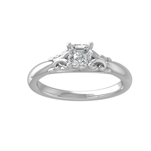 ARAIYA FINE JEWELRY 14K White Gold Diamond Halo Engagement Ring (5/8 cttw, I-J Color, I2-I3 Clarity) Size 5
