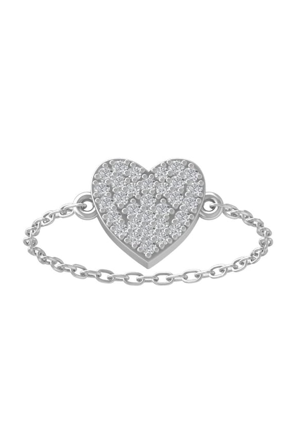 FINE JEWELRY 14K White Gold Diamond Heart Chain Ring (1/6 cttw, I-J Color, I2-I3 Clarity) Size 5