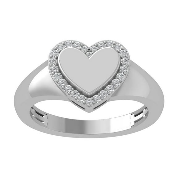 ARAIYA FINE JEWELRY 14K White Gold Diamond Heart Ring (1/6 cttw, I-J Color, I2-I3 Clarity) Size 6