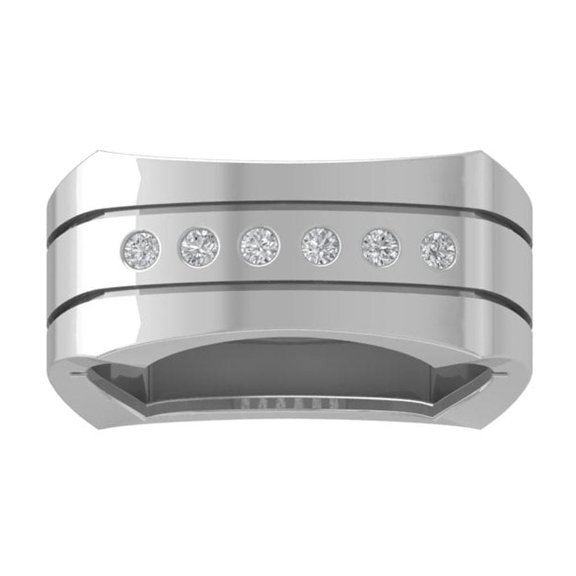 ARAIYA FINE JEWELRY 14K White Gold Diamond Mens Wedding Ring (1/5 cttw, I-J Color, I2-I3 Clarity) Size 5.5
