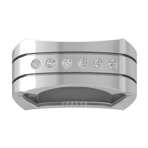 ARAIYA FINE JEWELRY 14K White Gold Diamond Mens Wedding Ring (1/5 cttw, I-J Color, I2-I3 Clarity) Size 8
