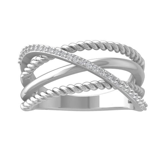 ARAIYA FINE JEWELRY 14K White Gold Diamond Rope Ring (1/6 cttw, I-J Color, I2-I3 Clarity) Size 7