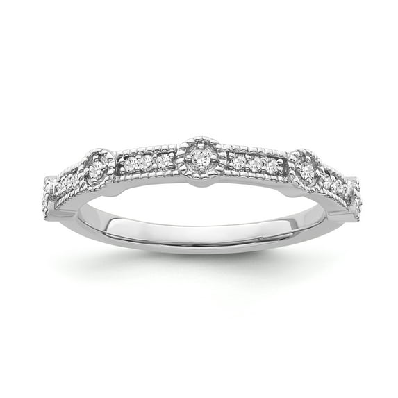 ARAIYA FINE JEWELRY 14K White Gold Diamond Stackable Band Ring (1/10 cttw, I-J Color, I2-I3 Clarity), Size 7.5