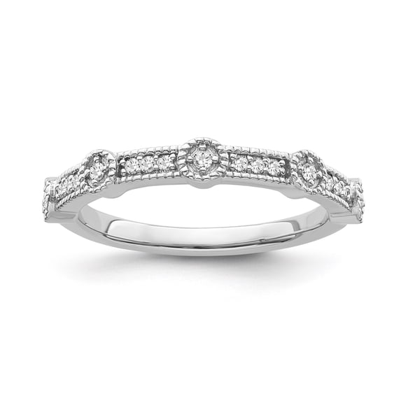 ARAIYA FINE JEWELRY 14K White Gold Diamond Stackable Band Ring (1/10 cttw, I-J Color, I2-I3 Clarity), Size 9