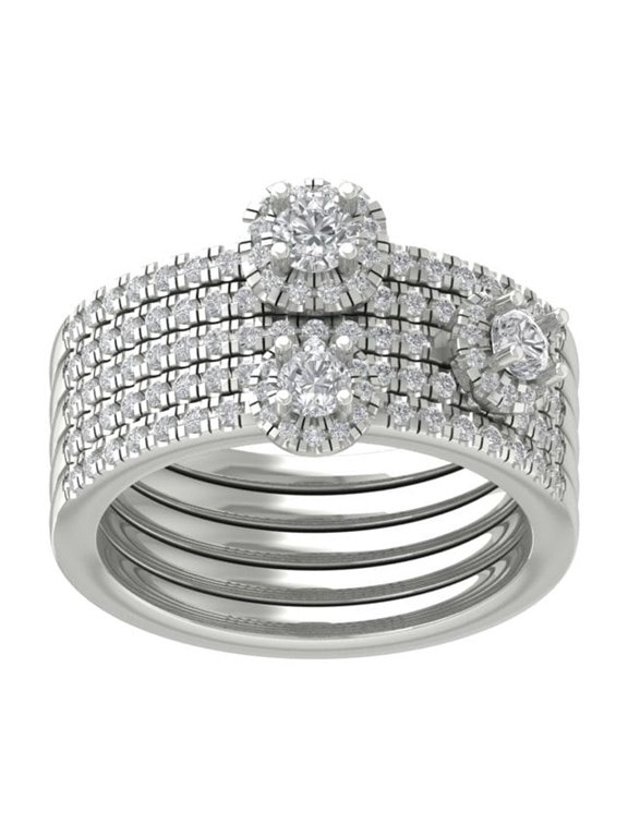 FINE JEWELRY 14K White Gold Diamond Stackable Ring (1 3/8 cttw, I-J Color, I2-I3 Clarity) Size 9.5