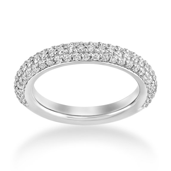 ARAIYA FINE JEWELRY 14K White Gold Diamond Three Row Eternity Band Ring (7/8 cttw, I-J Color, I2-I3 Clarity), Size 5.5