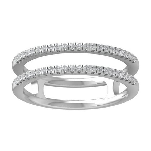 ARAIYA FINE JEWELRY 14K White Gold Diamond Two Row Band Ring (1/4 cttw, I-J Color, I2-I3 Clarity) Size 5.5