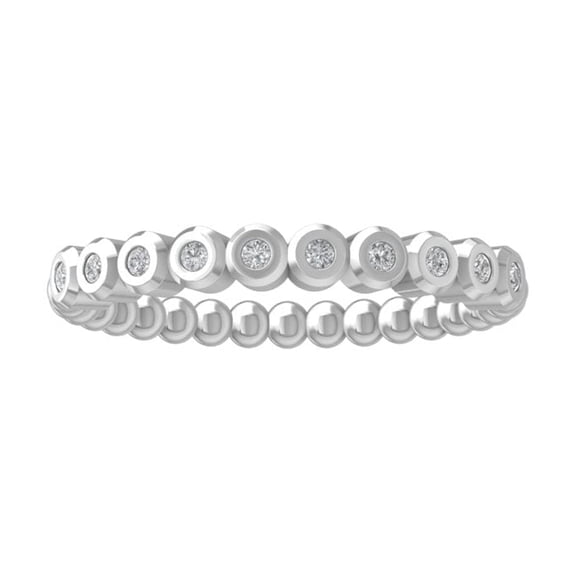ARAIYA FINE JEWELRY 14K White Gold Diamond Wedding Band Ring (1/10 cttw, I-J Color, I2-I3 Clarity) Size 5.5