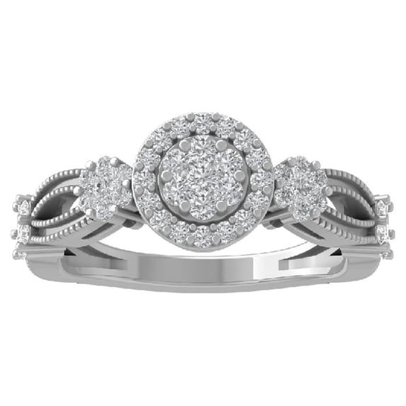 ARAIYA FINE JEWELRY 14K White Gold Diamond Wedding Band Ring (1/2 cttw, I-J Color, I2-I3 Clarity) Size 5