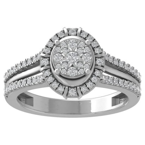 ARAIYA FINE JEWELRY 14K White Gold Diamond Wedding Band Ring (1/2 cttw, I-J Color, I2-I3 Clarity) Size 5