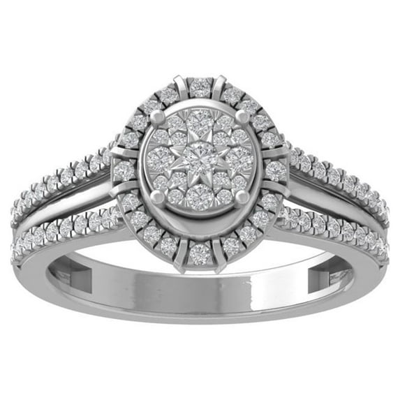 ARAIYA FINE JEWELRY 14K White Gold Diamond Wedding Band Ring (1/2 cttw, I-J Color, I2-I3 Clarity) Size 7.5