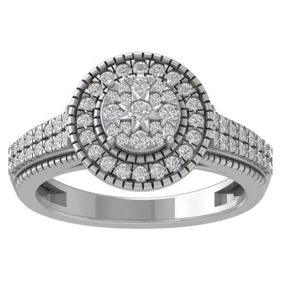 ARAIYA FINE JEWELRY 14K White Gold Diamond Wedding Band Ring (1/2 cttw, I-J Color, I2-I3 Clarity) Size 9.5