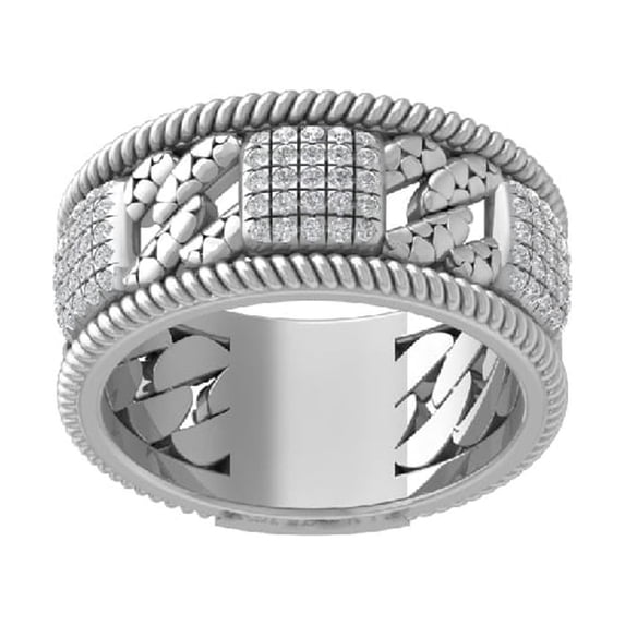 ARAIYA FINE JEWELRY 14K White Gold Diamond Wedding Band Ring (1/3 cttw, I-J Color, I2-I3 Clarity) Size 9.5