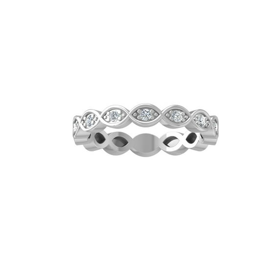 ARAIYA FINE JEWELRY 14K White Gold Diamond Wedding Band Ring (1/6 cttw, I-J Color, I2-I3 Clarity) Size 9.5