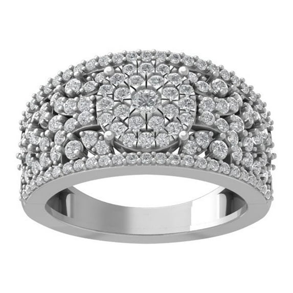 ARAIYA FINE JEWELRY 14K White Gold Diamond Wedding Band Ring (1 cttw, I-J Color, I2-I3 Clarity) Size 6