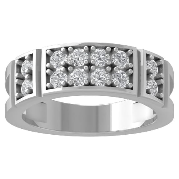 ARAIYA FINE JEWELRY 14K White Gold Diamond Wedding Band Ring for Men's (1 1/10 cttw, I-J Color, I2-I3 Clarity) Size 9.5