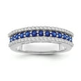thumbnail image 1 of ARAIYA FINE JEWELRY 14K White Gold Diamond and Blue Sapphire 3 Row Ring (3/4 cttw, I-J Color, I2-I3 Clarity), Size 7.5, 1 of 5