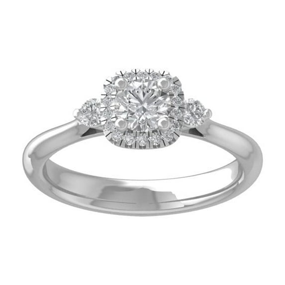 ARAIYA FINE JEWELRY 14K White Gold Diamond halo Engagement Ring (3/4 cttw, I-J Color, I2-I3 Clarity) Size 8.5