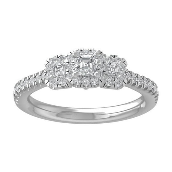 ARAIYA FINE JEWELRY 14K White Gold Diamond halo Engagement Ring (5/8 cttw, I-J Color, I2-I3 Clarity) Size 9.5