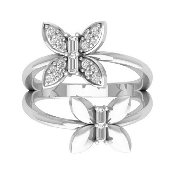 ARAIYA FINE JEWELRY 14K White Gold Lab Grown Diamond Butterfly Band Ring (1/3 cttw, D-F Color, VS Clarity), Size 7